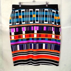 New Directions bold colorful print knit skirt. Stretch waist and materia…